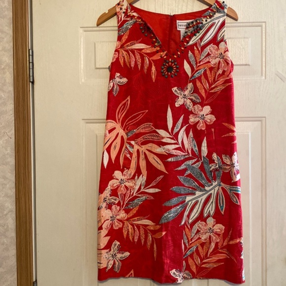 Karin Steven’s Sleeveless Floral Beaded dress